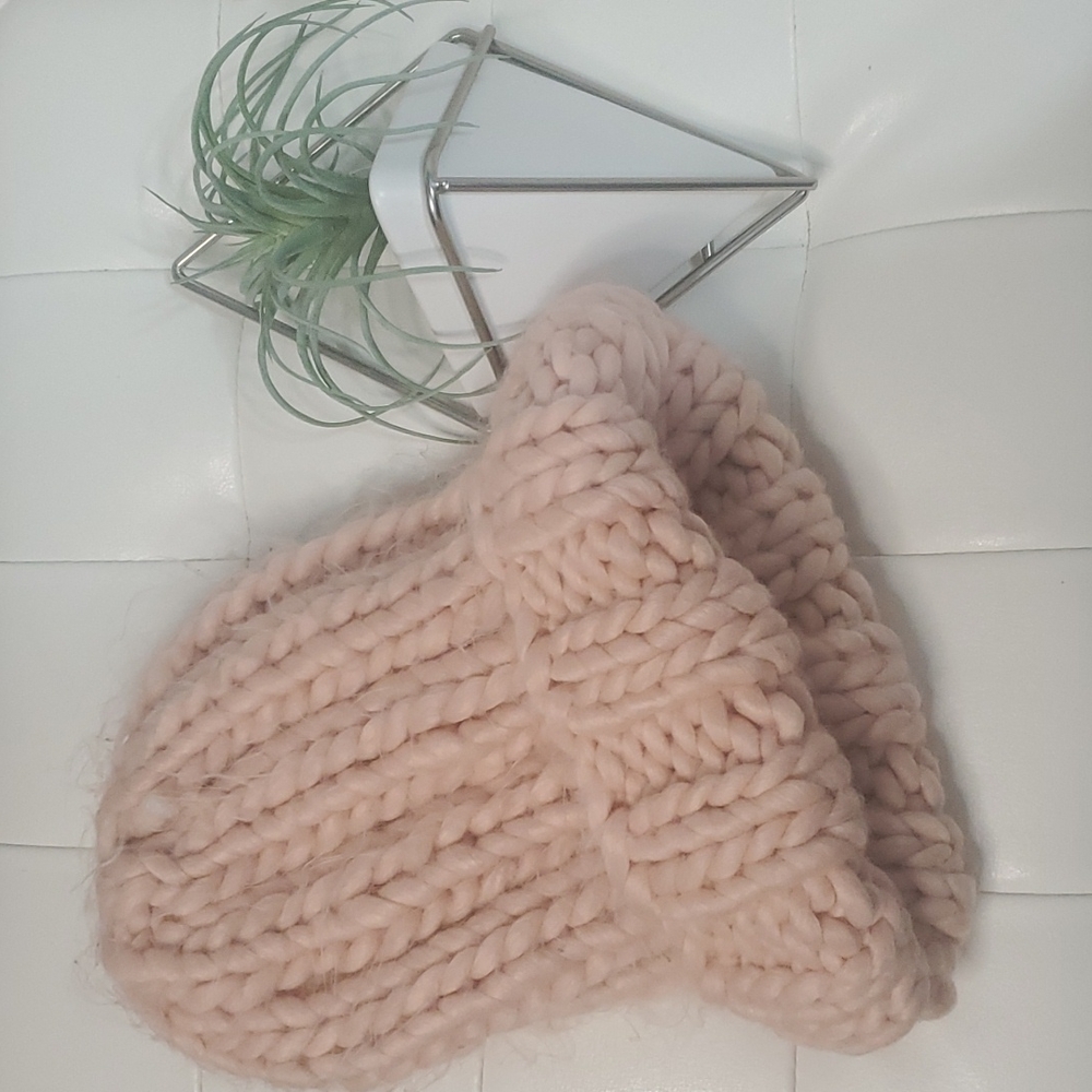 Pink Chunky Knit Beenie